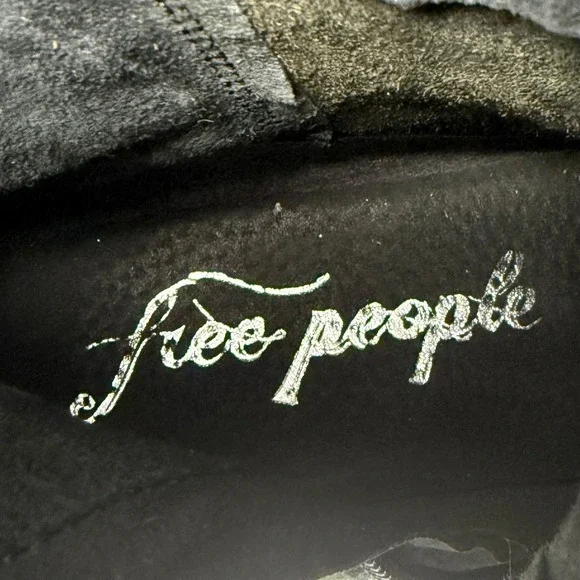 Free People Leo Ankle Boots Women's EU 40 US 10 Leather Block Heel Black - Picture 9 of 9